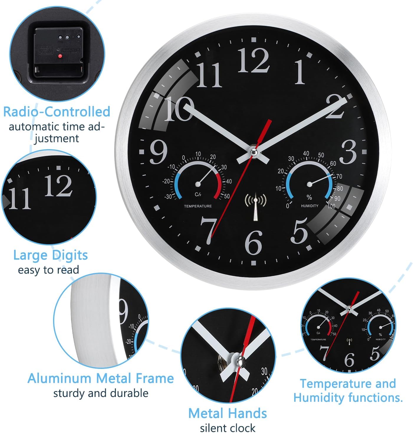 Detalle 2 de Horloge radio-pilotée Ziprote 25 cm