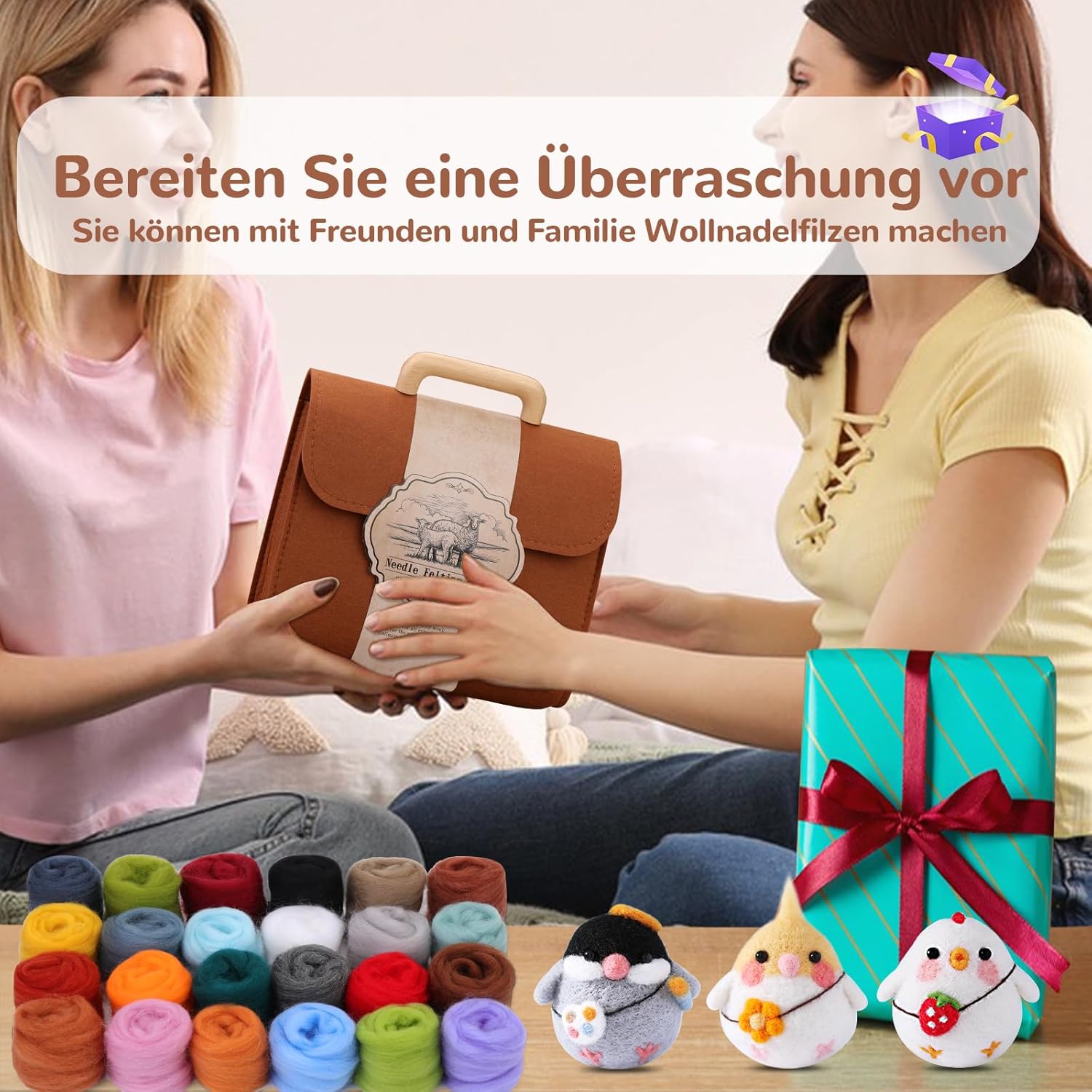 Thumbnail 5 de Reovin Nadelfilzset in 24 Farben – Komplettes Set zum Nadelfilzen mit Aufbewahrungstasche