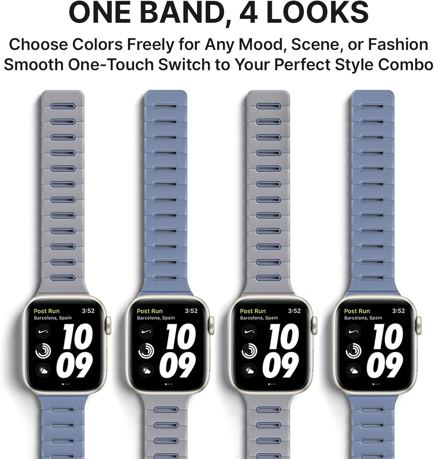 Detalle de Bandletic Double Sided Reversible Strap for Apple Watch – Magnetic Silicone Band (42–49mm) for iWatch Ultra 3/2/1, Series 3–11, SE – UK