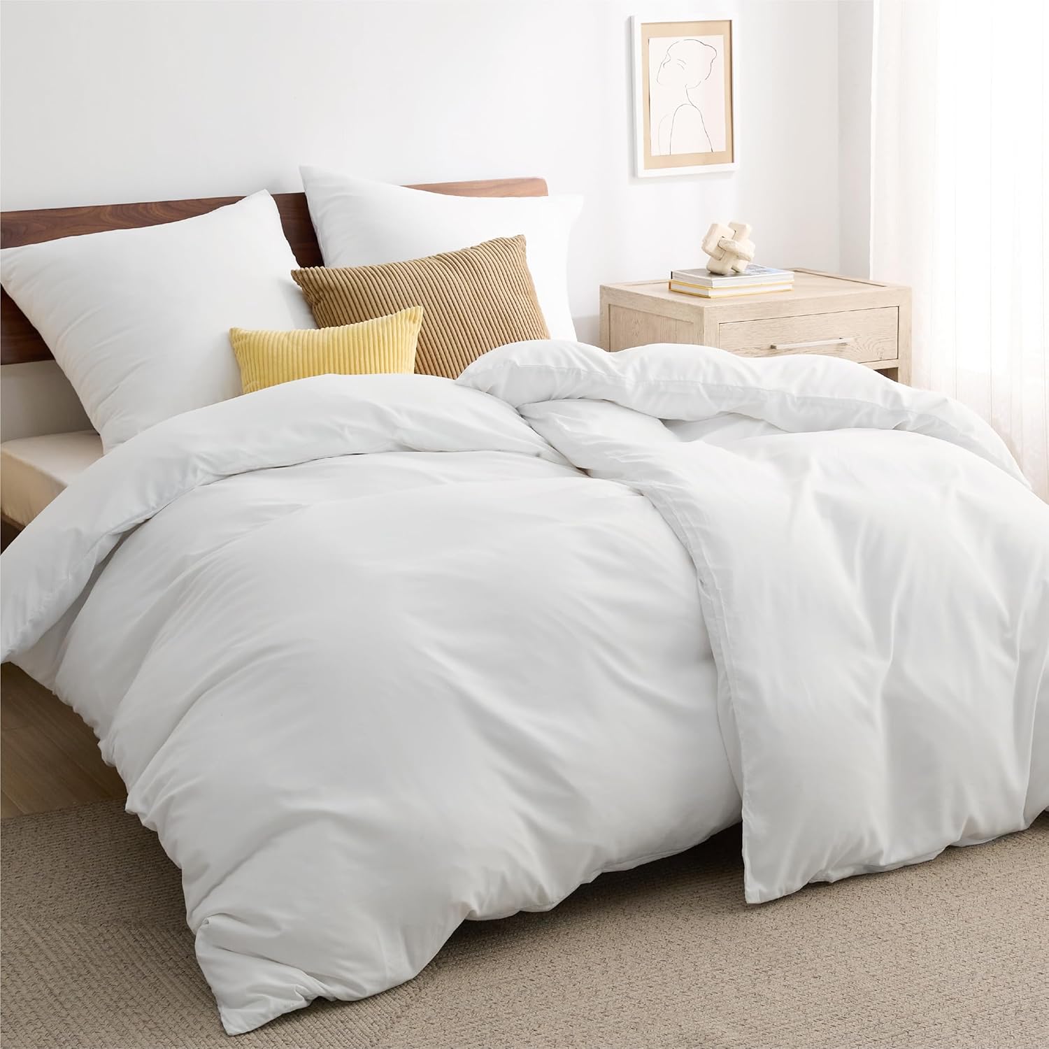 Thumbnail 1 de BEDSURE Bettwäsche 135x200 4-teilig in Weiß (2 Bettbezüge + 2 Kissenbezüge 80x80) mit Reißverschluss