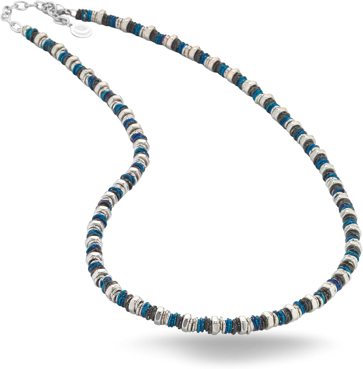 Detalle de Collier Homme inSCINTILLE en Acier Inoxydable – Longueur réglable 48–53 cm with rondelles et boulons