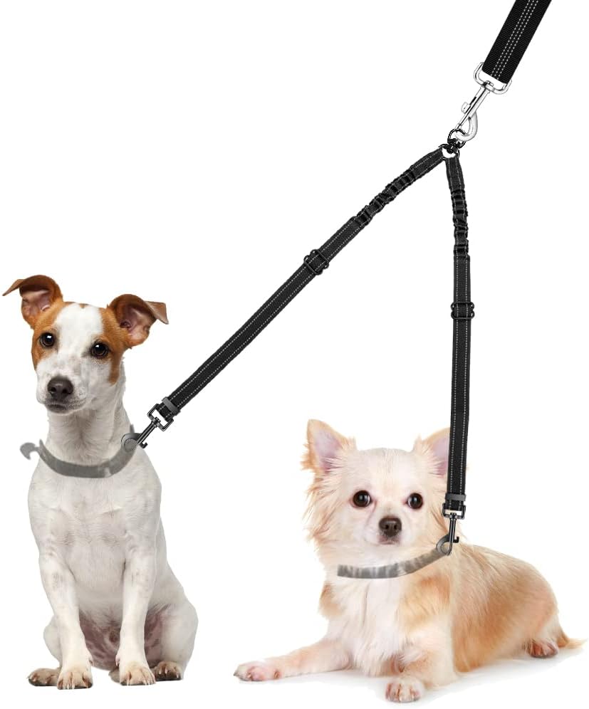 Detalle de Nasjac Doppelte Hundeleine – 360° drehbarer Splitter, verstellbar, reflektierend, stoßdämpfend für Zwei Hunde