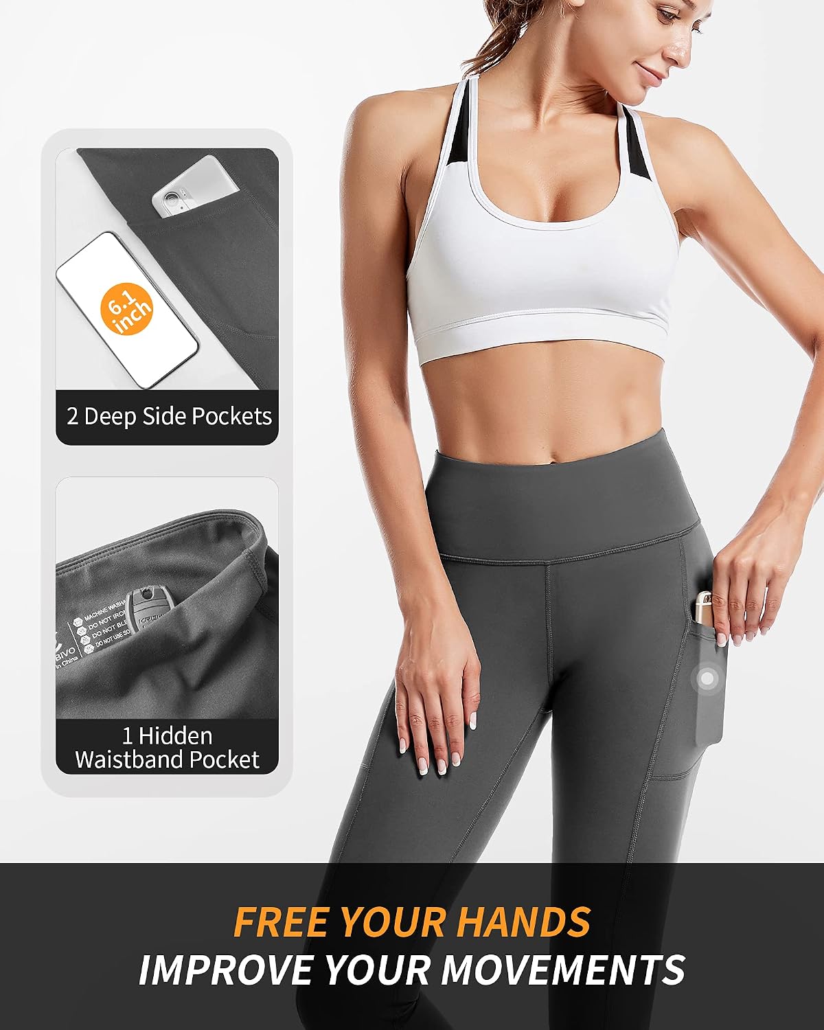 Thumbnail 2 de CAMBIVO women’s high waisted yoga pants with pockets (gym leggings for workouts and running)