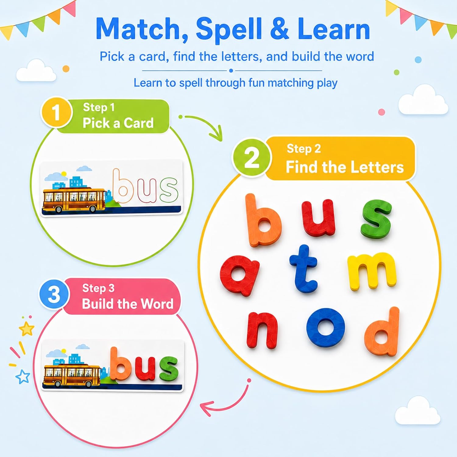 Detalle 2 de See-and-Spell CVC Word Toy, 28 Double-Sided Cards