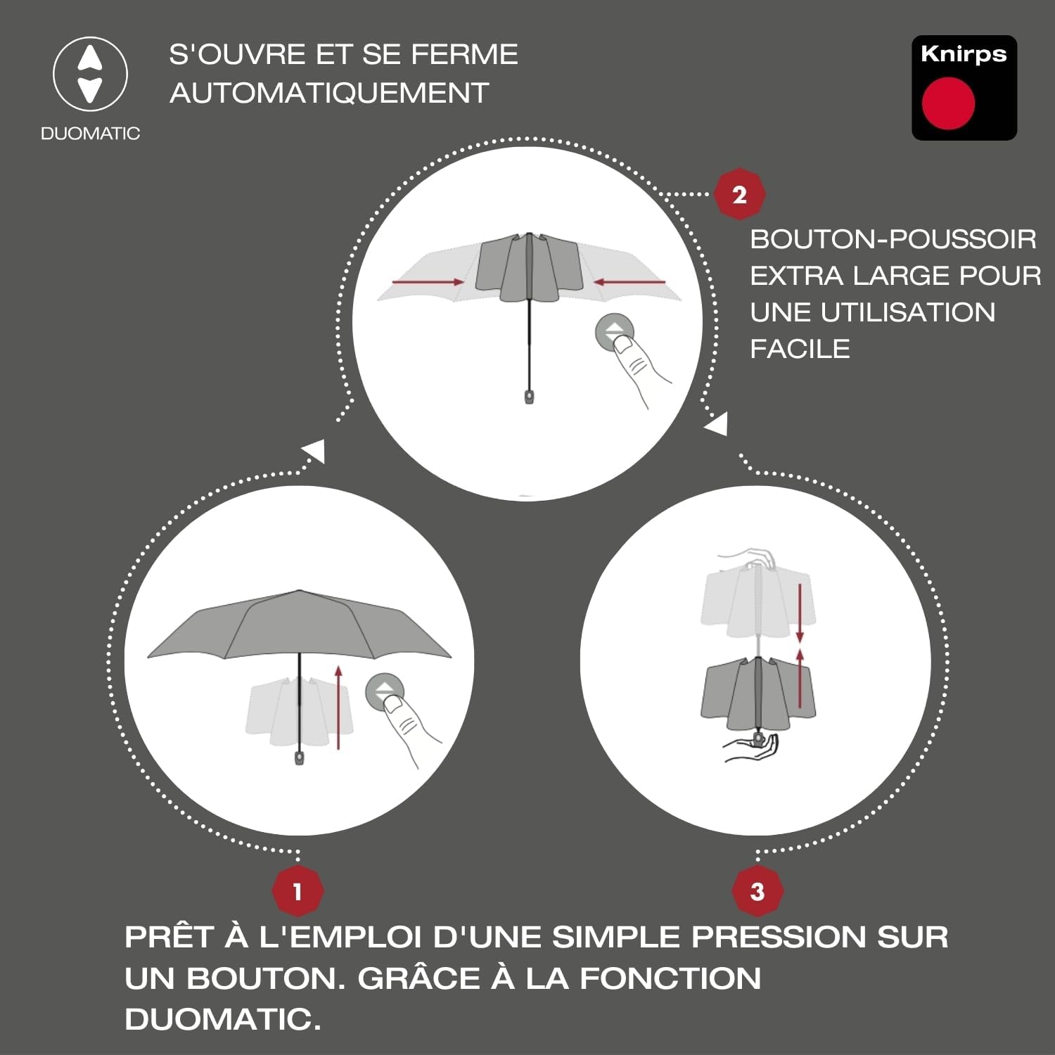 Thumbnail 1 de Knirps C.250 Light Duomatic – parapluie automatique ultraléger avec étui noir