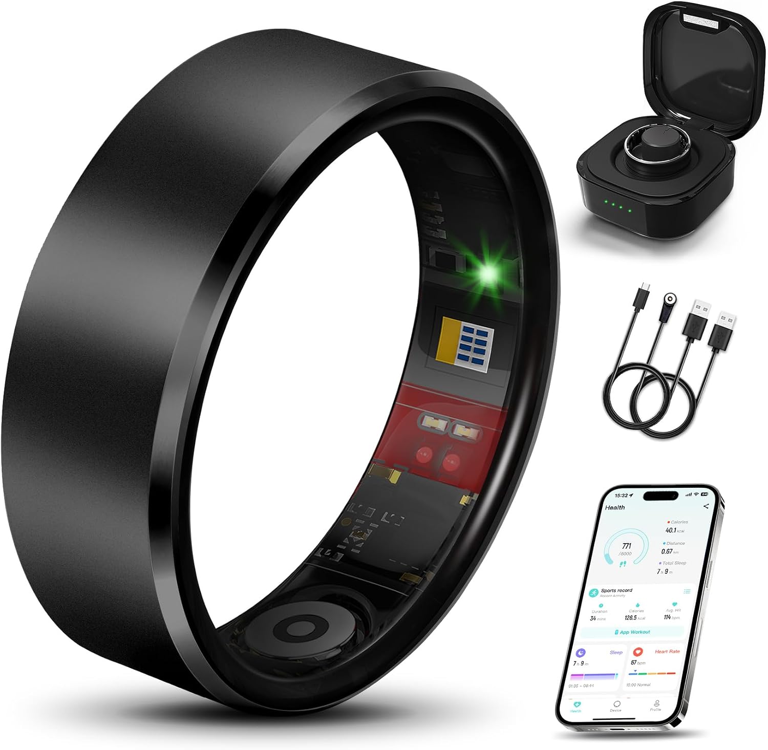 Detalle de Milavan TK20 Smart Health Ring, Size 10, Sleep Tracking, IP68 Waterproof