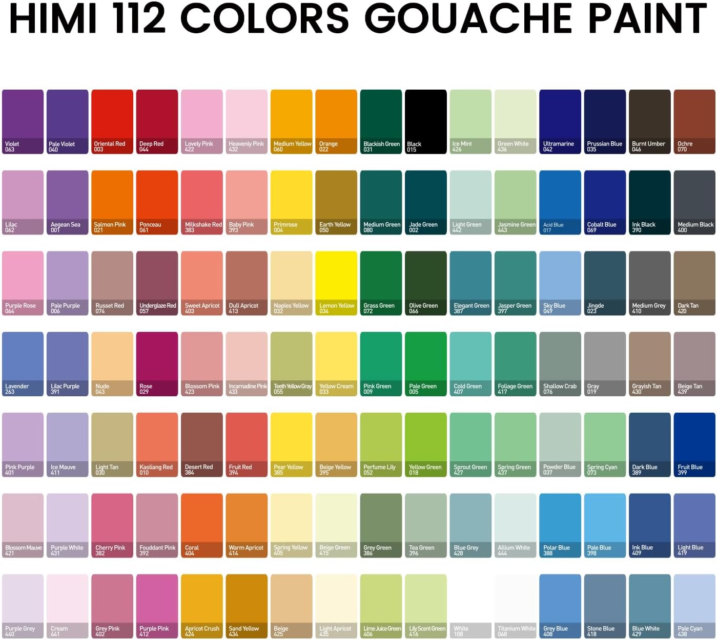 Thumbnail 1 de HIMI Gouache Paint Set 112 Colours x 12g – Dual Jelly Cup Design in Carrying Case (ARTFLY)