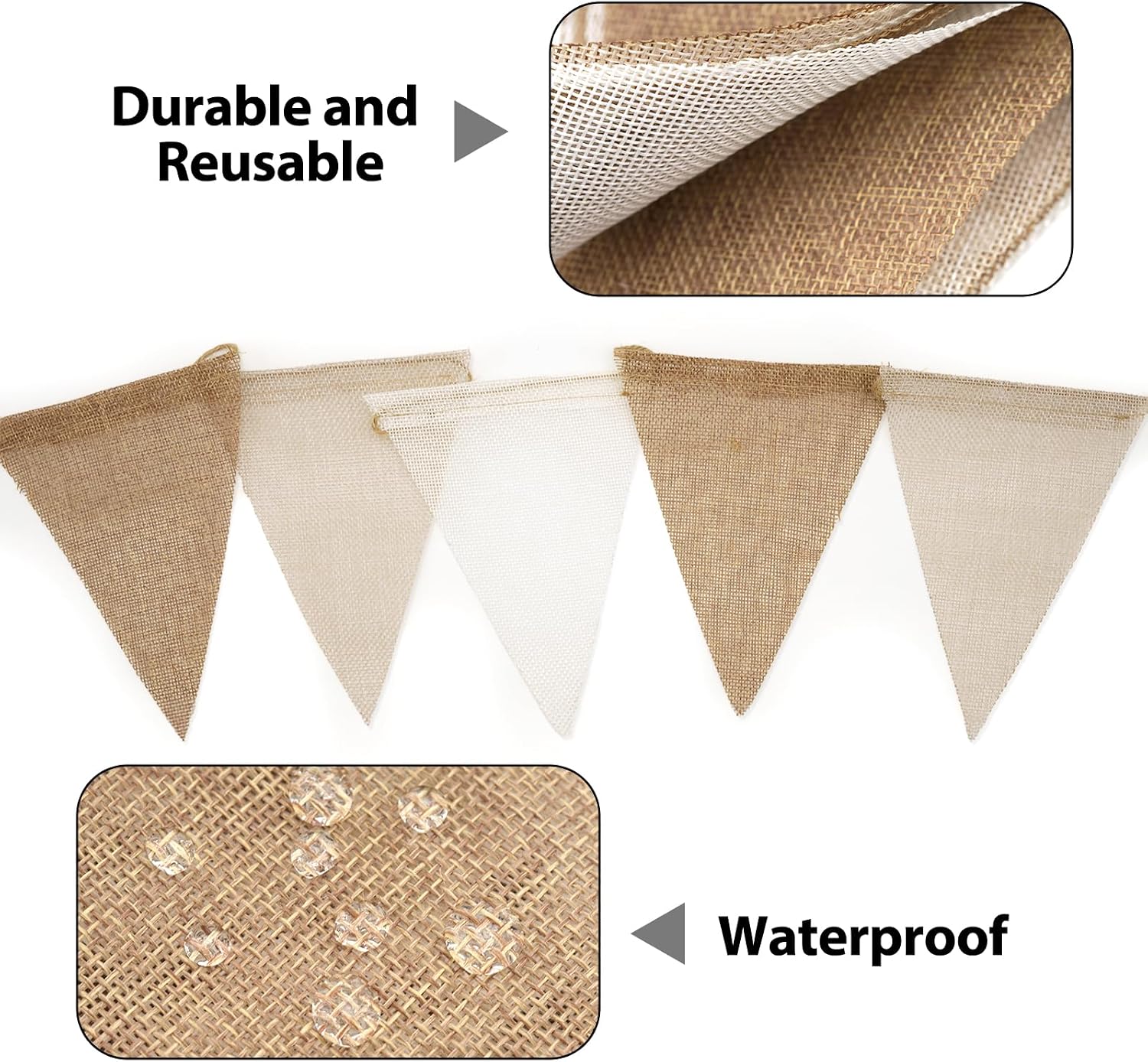 Detalle de G2PLUS G2PLUS 12M Burlap Bunting Banner 12M