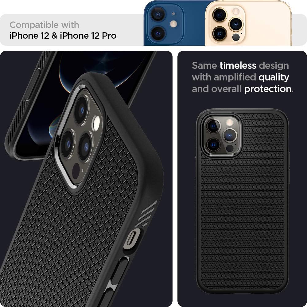Thumbnail 3 de Coque Spigen Liquid Air pour iPhone 12 / 12 Pro (TPU noir) — protection coins renforcée