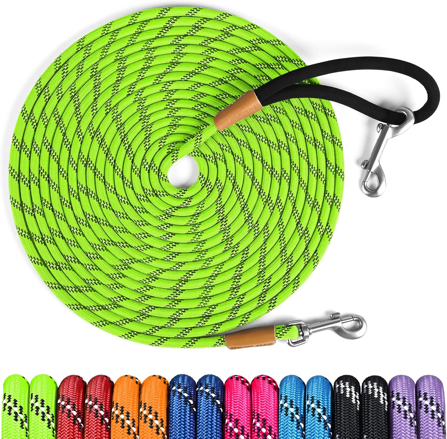 Detalle de Lynxking 15ft Dog Training Lead, 3/8-Inch Rope, Light Green