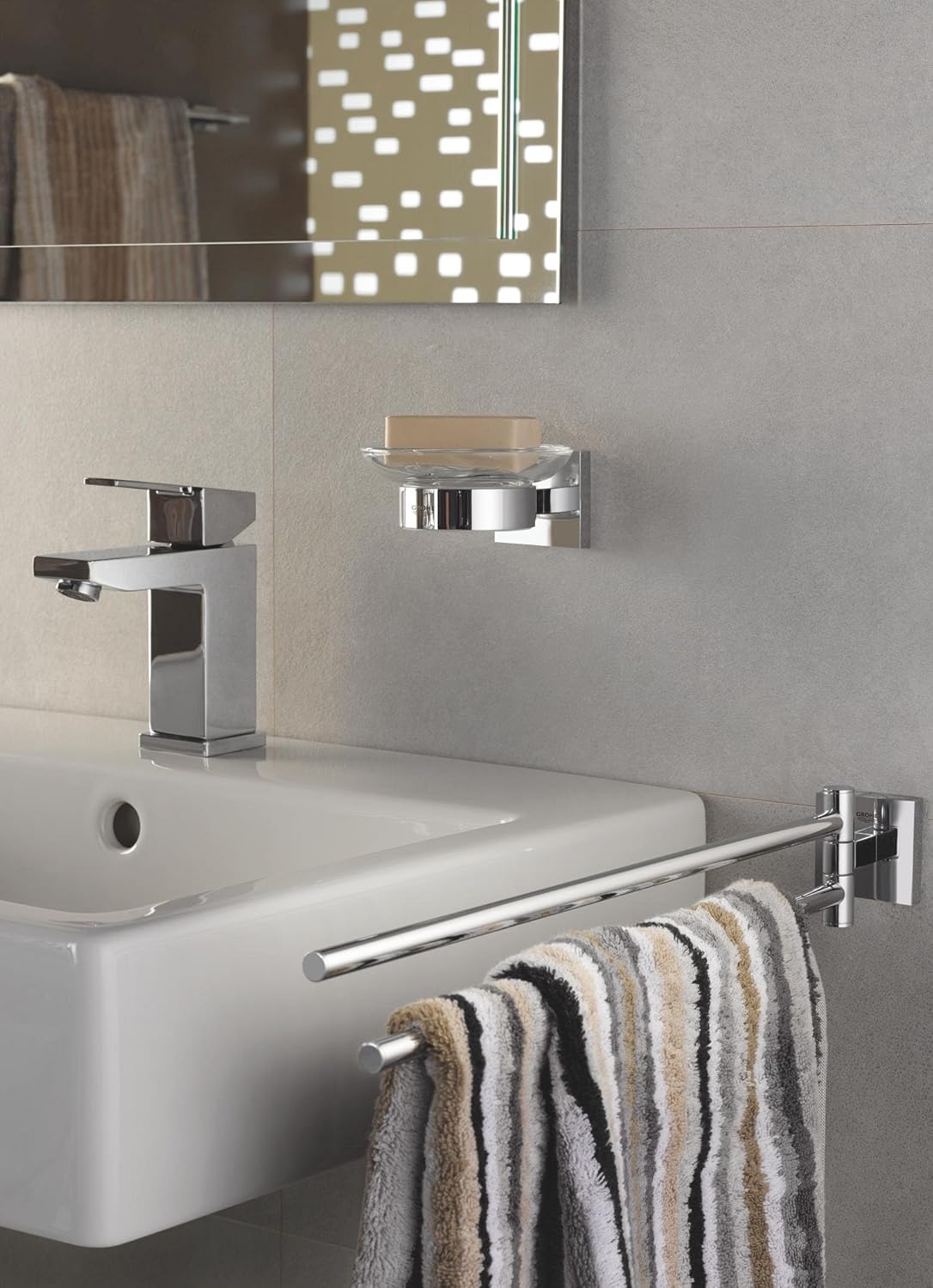 Thumbnail 3 de GROHE Start Cube Porte-Serviettes mural – 2 bras pivotants, chrome, 438 mm