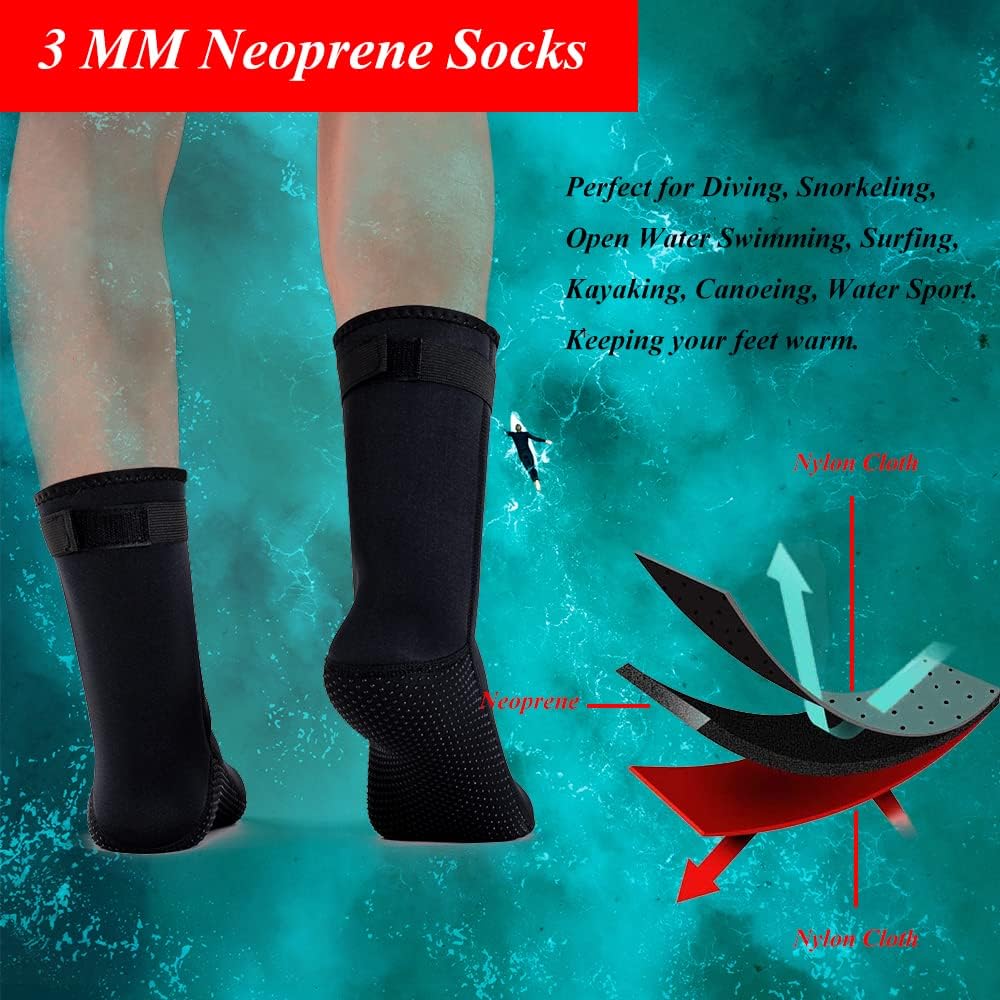 Detalle 2 de YDQUANI 3mm neoprene wetsuit socks with anti-slip grip (thermal diving & snorkelling socks)