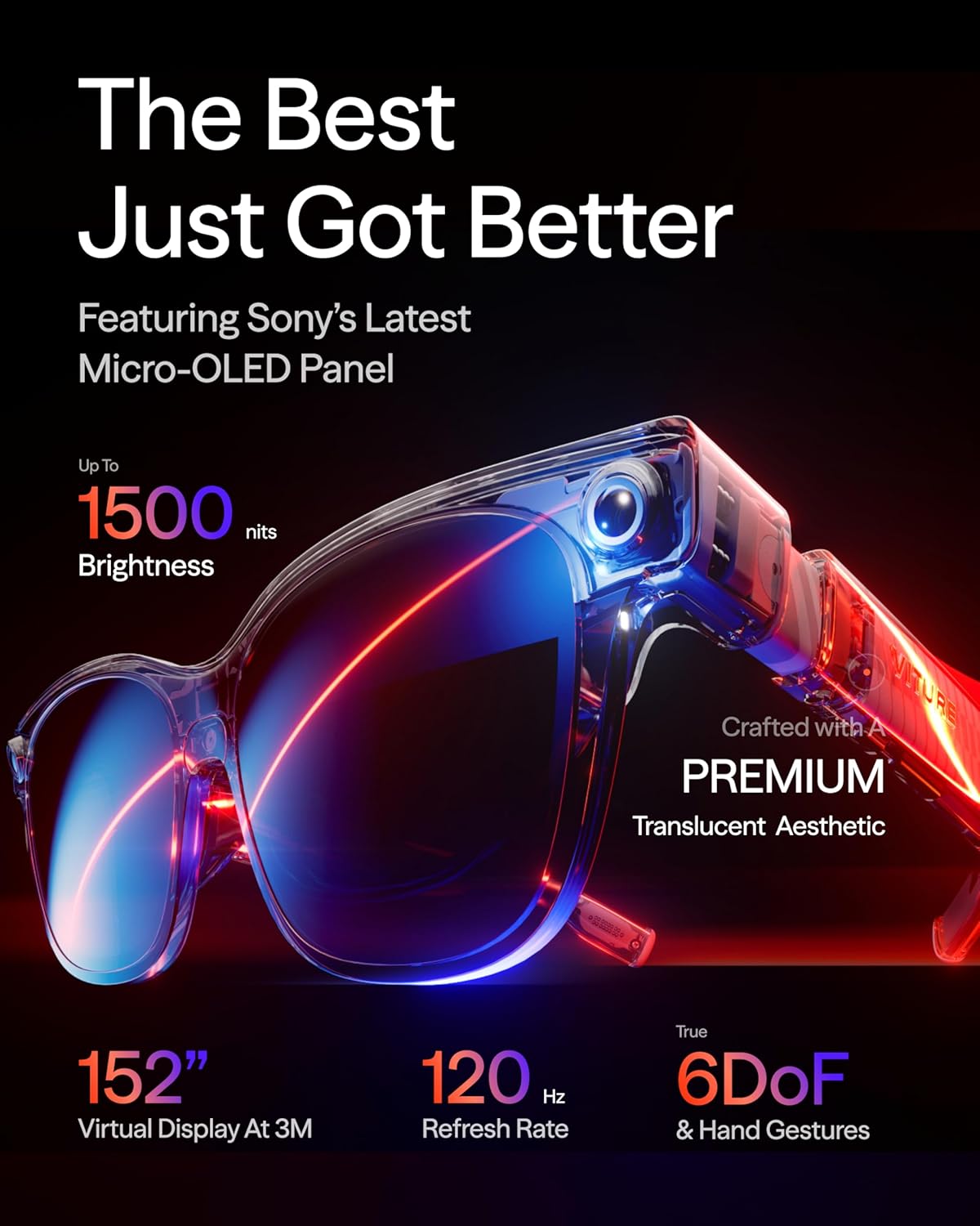 Detalle de VITURE Luma Ultra XR Glasses with 152'' Ultra-Sharp Display, 6DoF, Hand Gestures, 52° FOV, and Real-time 2D-to-3D