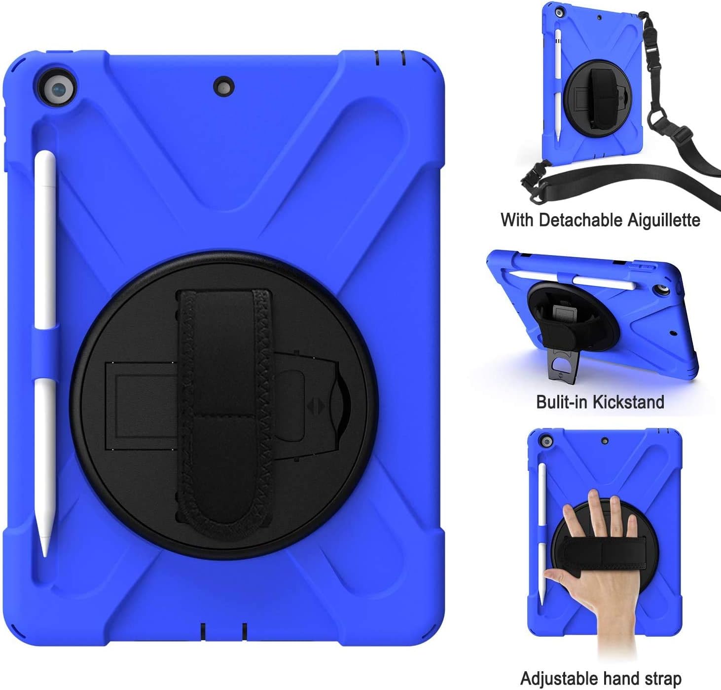 Thumbnail 2 de Gerutek Schutzhülle für iPad 9./8./7. Generation (10,2 Zoll) – stoßfest, 360° Drehständer, Handschlaufe & Schultergurt, Blau