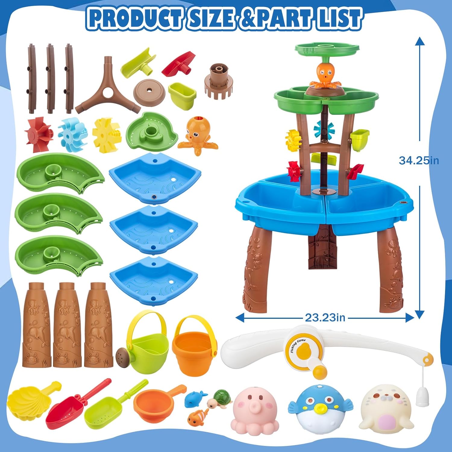 Detalle 2 de VROGTIK Toddler Water Table with Sand & Water Play Set (Fishing Toys)