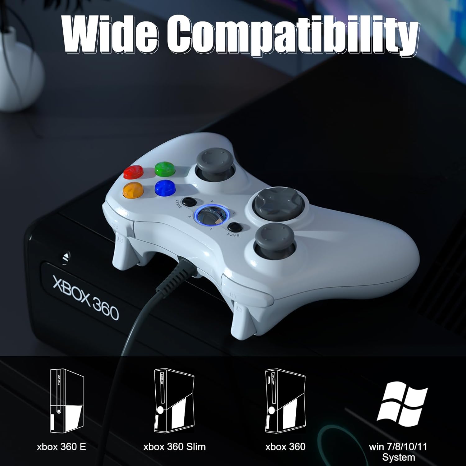 Thumbnail 1 de Gamrombo Wired Controller for Xbox 360 (2-Pack) with Dual Vibration and 2.5mm Headphone Jack