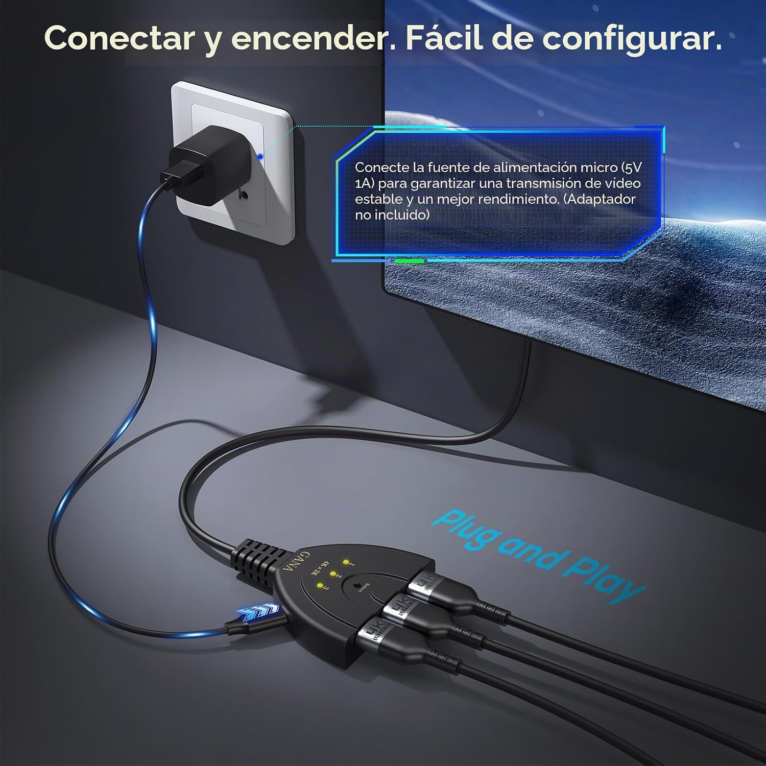 Thumbnail 4 de GANA HDMI Switch 4K 3 entradas