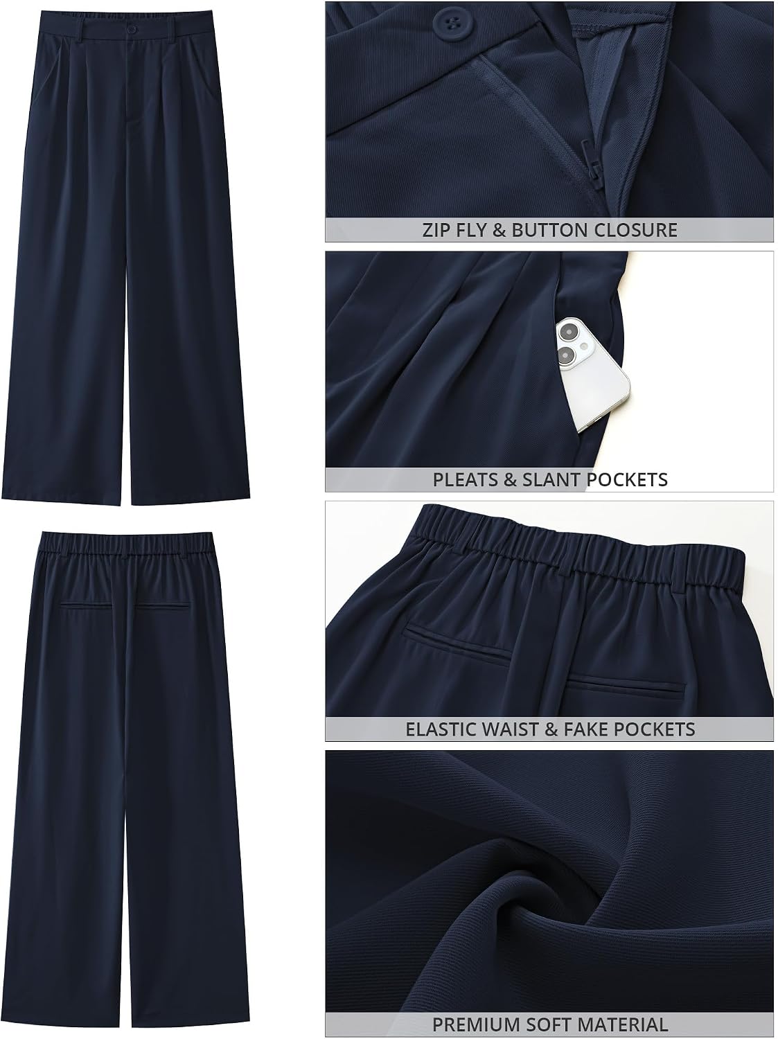 Detalle 2 de GRAPENT Women's Wide-Leg Pants, Polyester