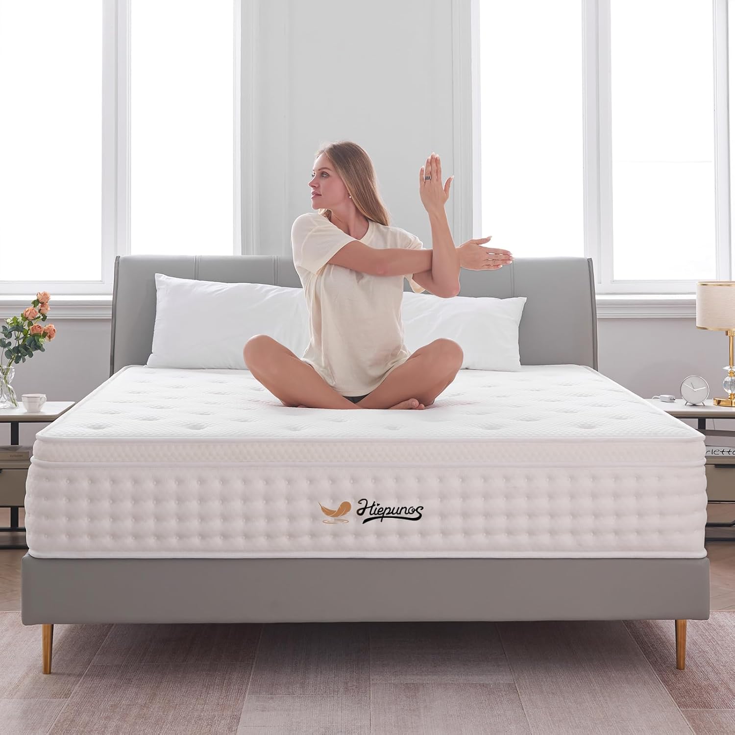 Thumbnail 6 de Hiepunos Single Mattress 10.2 Inch Hybrid Memory Foam with Individually Wrapped Coils