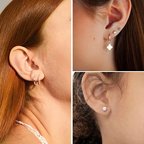 Thumbnail 3 de LOUMILEO Ohrstecker aus Silber 925, 4 Paar im Set (Stecker & Huggies) mit Cubic Zirkonia