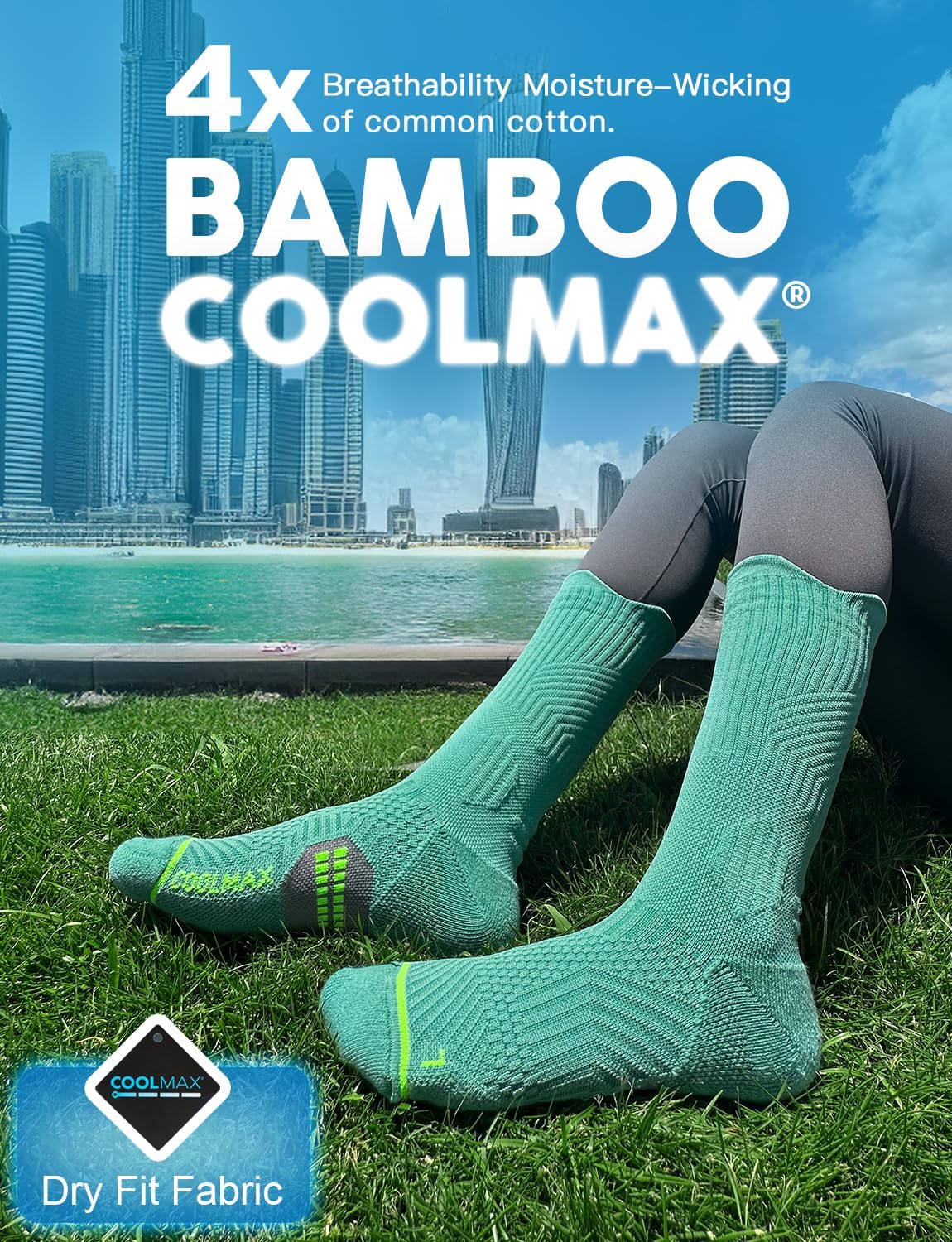 Thumbnail 2 de Juclise Womens Coolmax Bamboo Compression Running Crew Socks, 3 Pairs