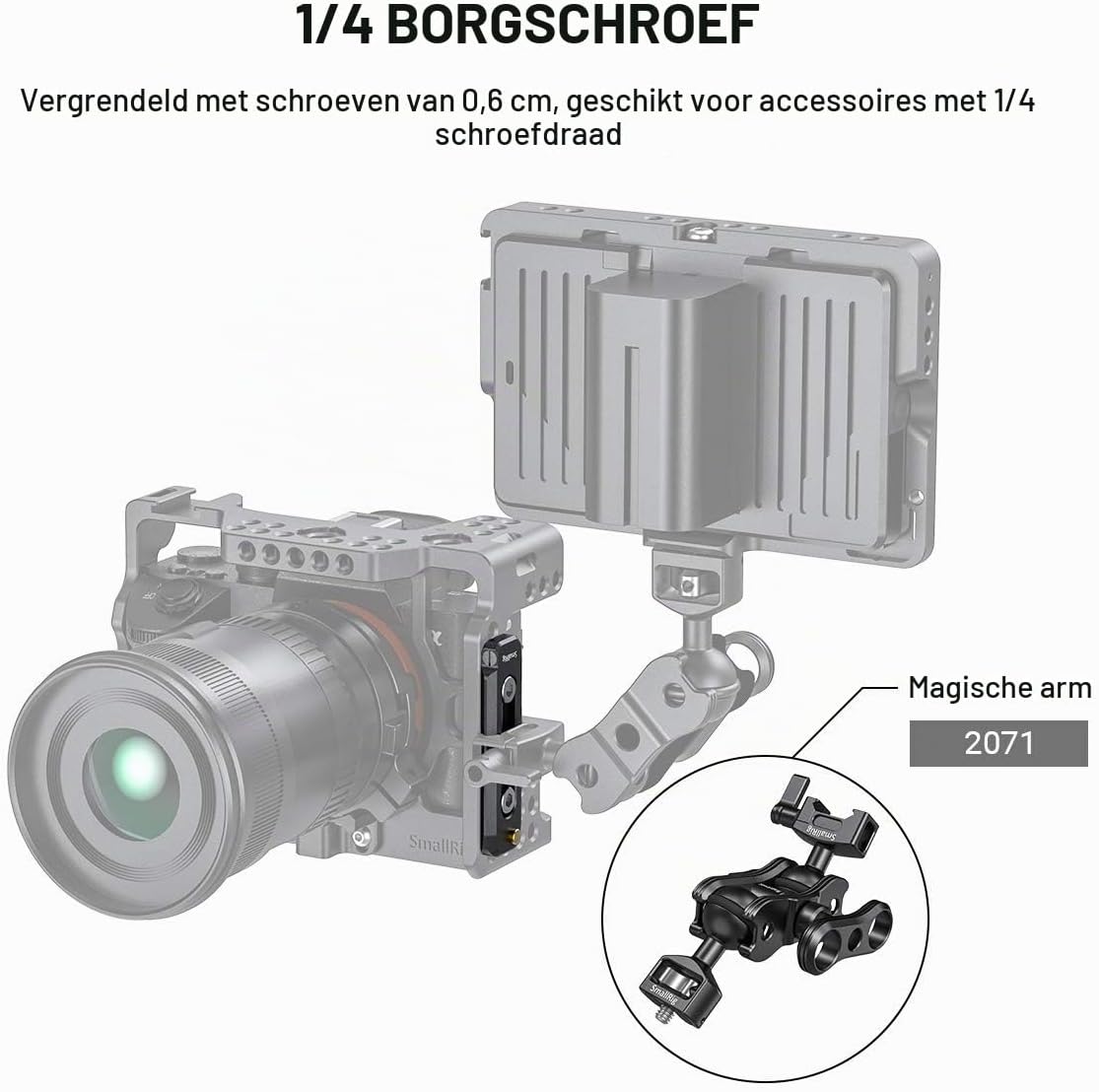 Detalle 2 de SMALLRIG 2483B Low Profile NATO-rail van 70 mm voor camera-rigs