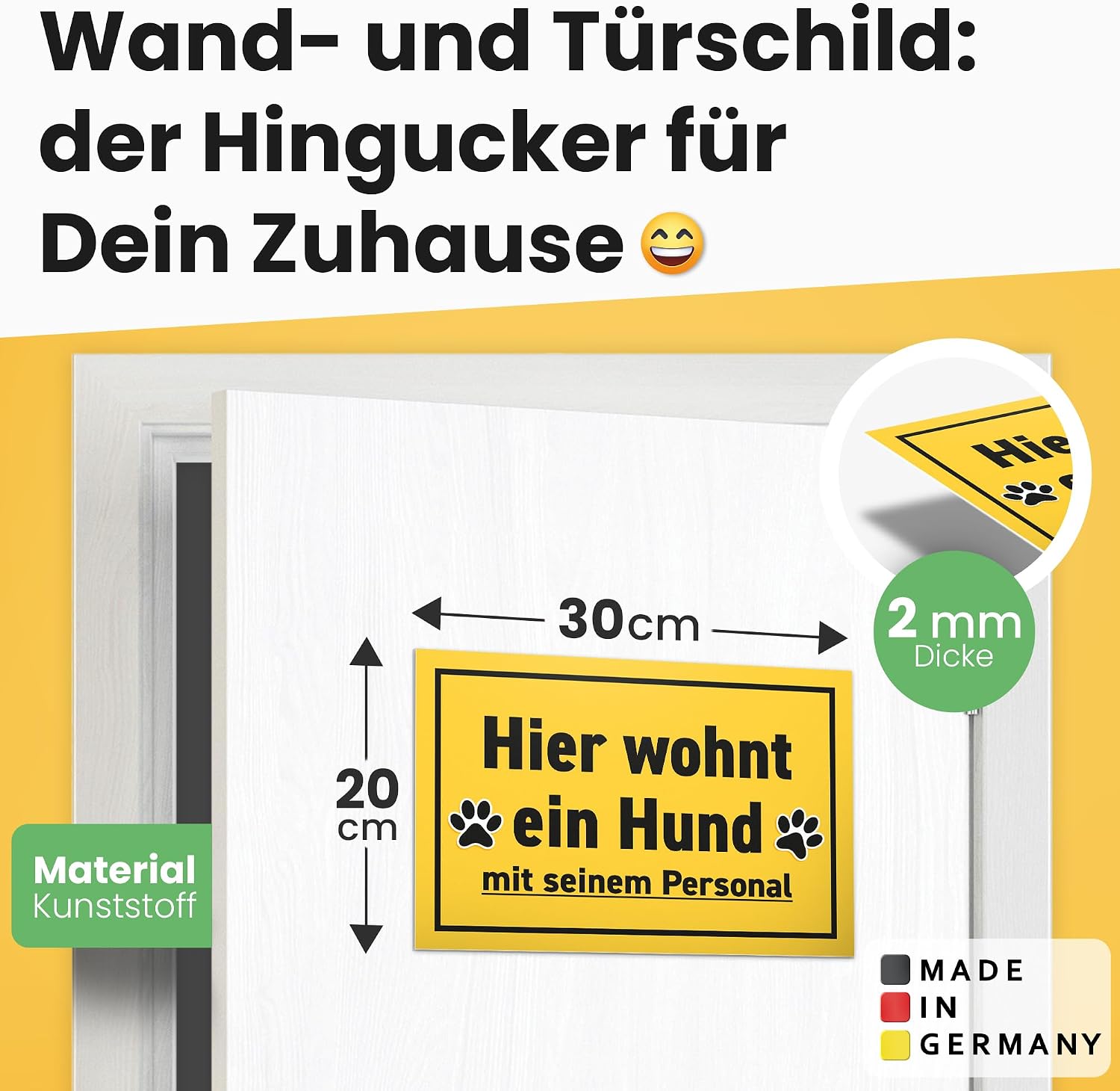 Detalle 2 de DankeDir! Schild Hund Personal 30 x 20 cm