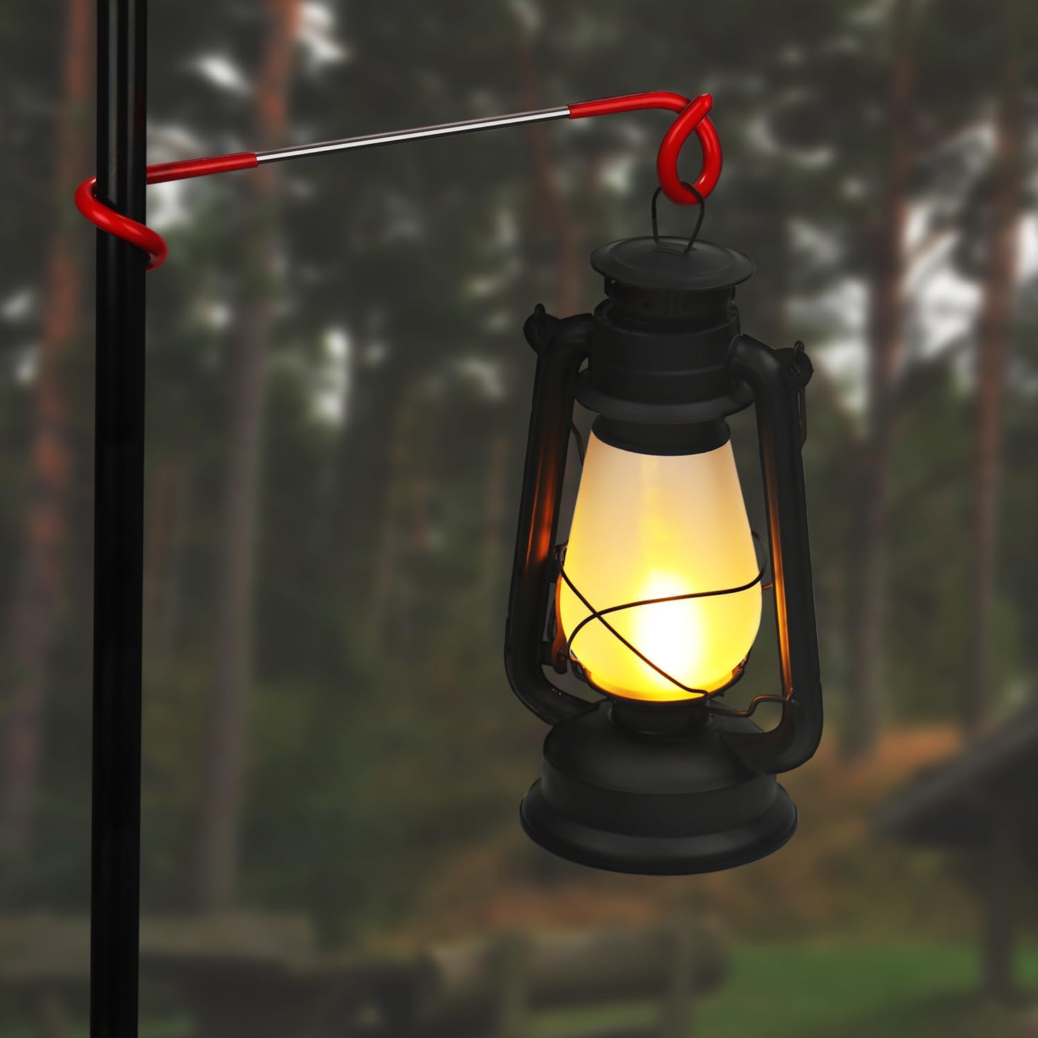 Detalle 2 de com-four 2X Porta Lanterna per Campeggio e Giardino – Gancio multifunzione per lanterne, pali della tenda e sospensioni