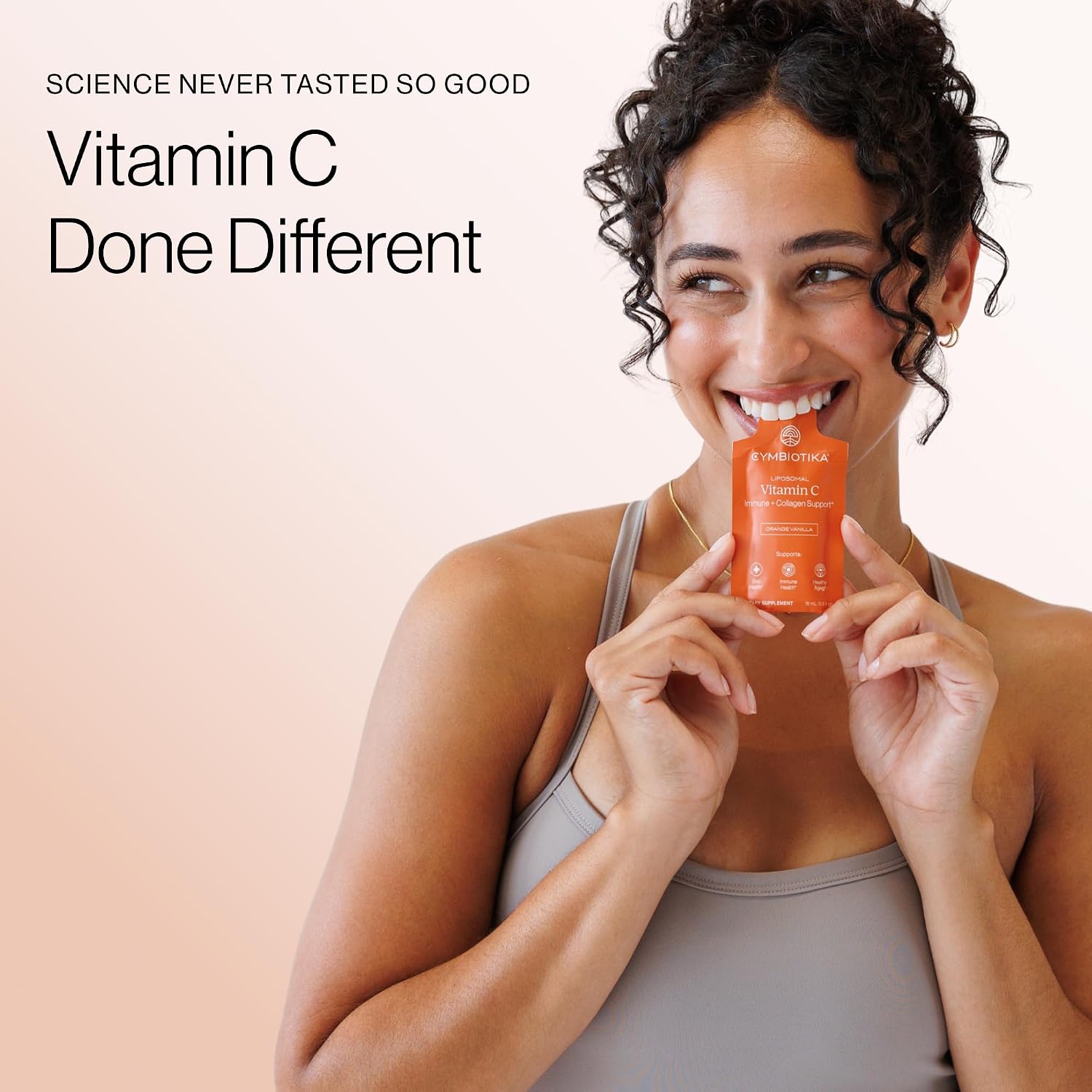 Detalle 2 de CYMBIOTIKA Liposomal Vitamin C 1000mg with Biotin, Orange Vanilla, 28 Pouches