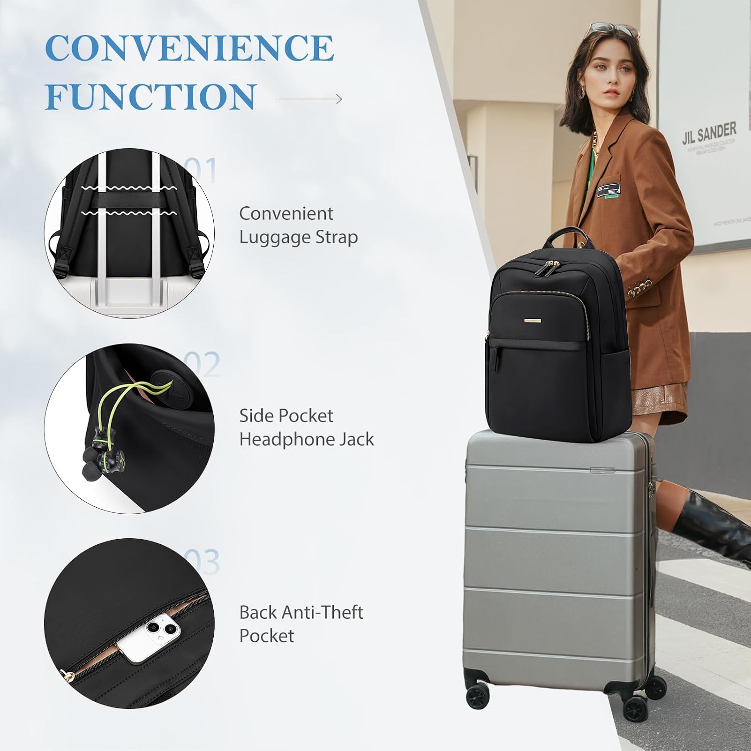 Thumbnail 2 de GOLF QUALITY Travel Backpack for Women 16 Inch Waterproof Carry On – Multi-layer Laptop Bag