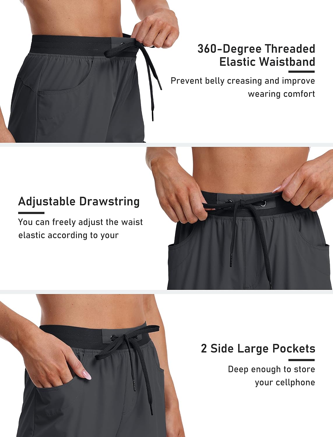 Detalle de MoFiz Capri Pants for Women: Lightweight Ice Cool Capris with 4 Pockets