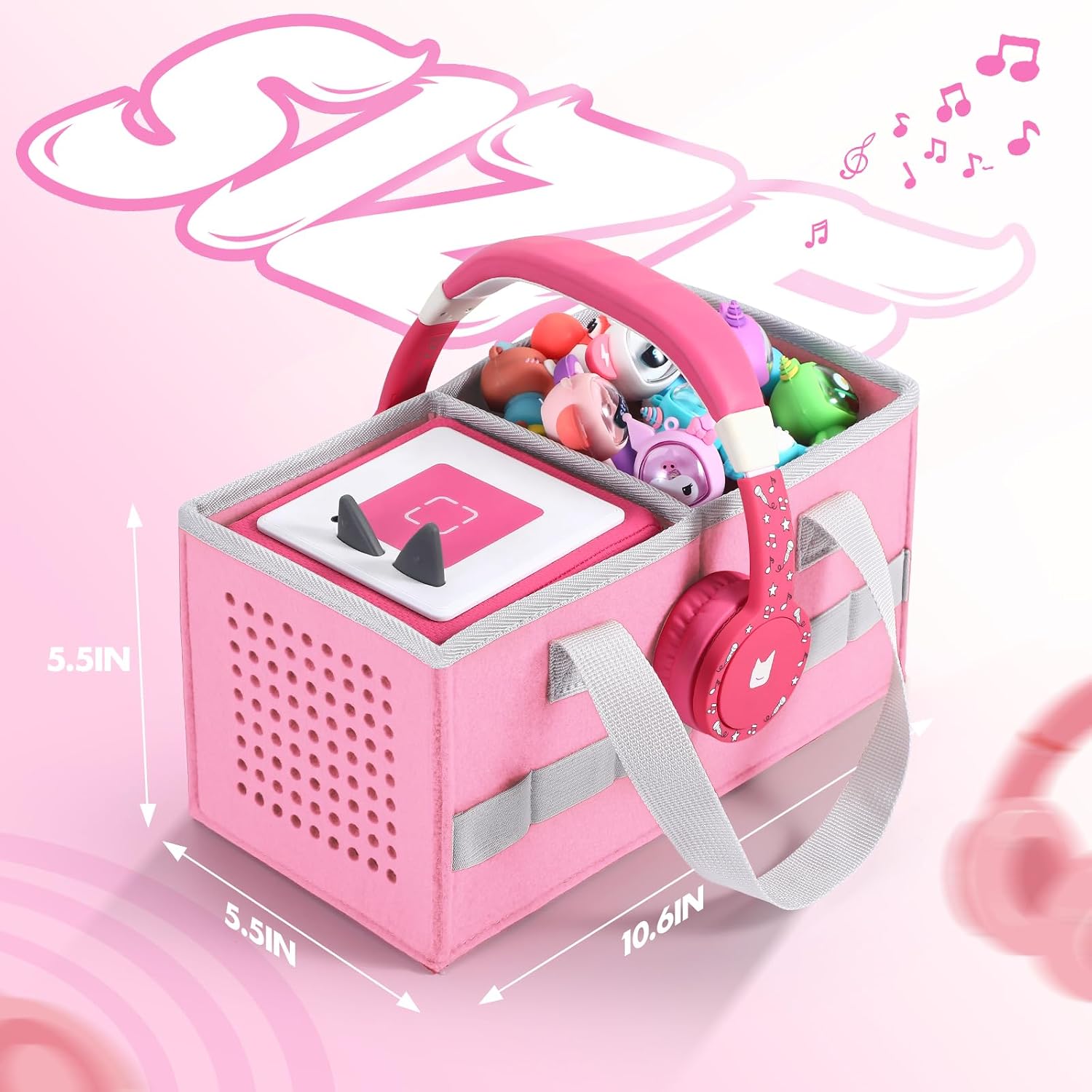 Detalle de Piaclen Carrying Case for Toniebox Audio Player & Figurines Starter Set (Felt Organizer Bag, Pink)