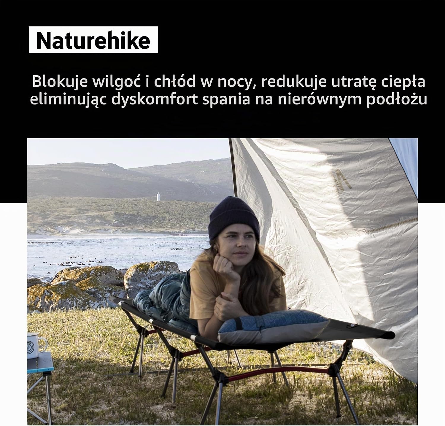 Detalle 1 de Naturehike JUNYE-H składane łóżko polowe z regulacją wysokości, do 150 kg