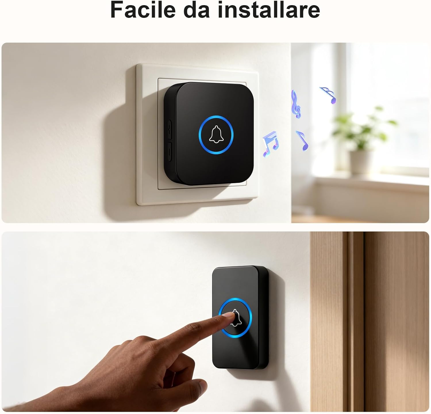 Thumbnail 1 de XNH Campanello Senza Fili con Portata 400 m: 36 melodie, 5 livelli di volume e sistema espandibile per casa e ufficio