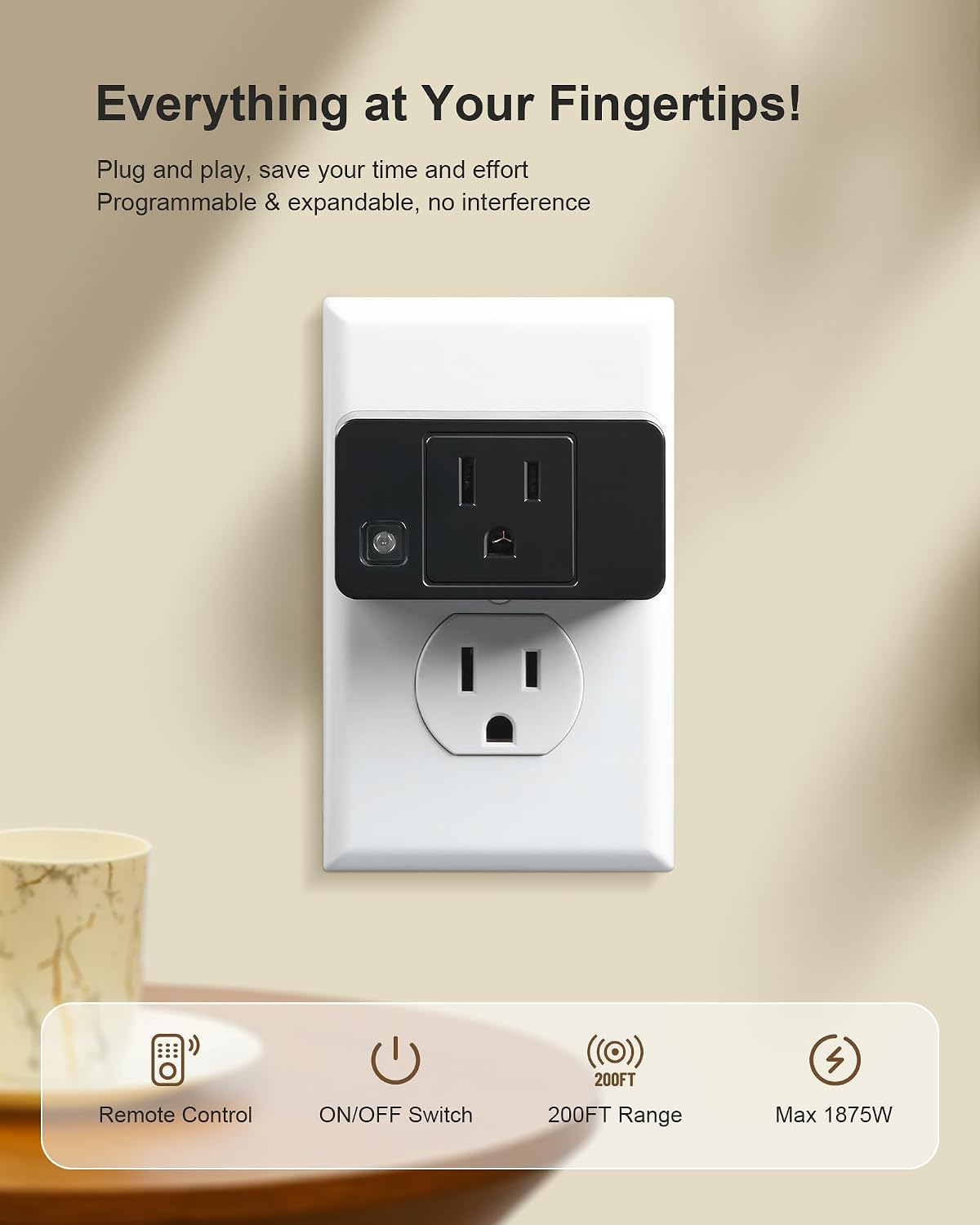Detalle de treewell THRS25E Remote Control Outlet, 200-Foot Range, 5 Outlets