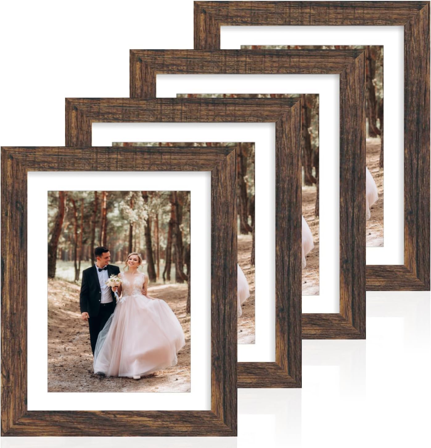 Thumbnail 6 de iRahmen 8.5x11 Picture Frame Set of 4 (Real Glass Rustic Frame) for Wall or Tabletop Display