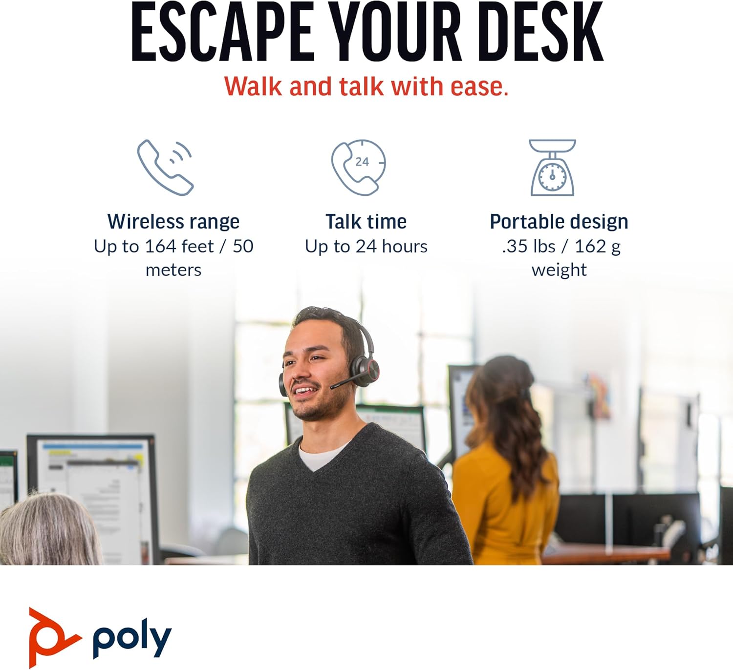 Thumbnail 3 de POLY Voyager 4320 UC (BT700 USB‑C) cuffia senza fili con Bluetooth 5.1, cancellazione del rumore e autonomia fino a 24 ore