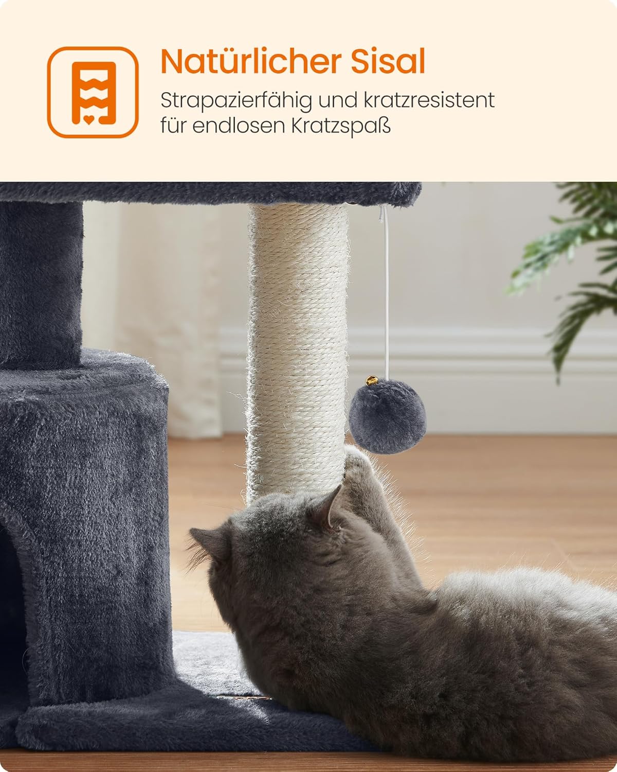 Detalle 2 de Feandrea Kratzbaum klein PCT50G – Katzenspielbaum mit Sisalstamm, rauchgrau