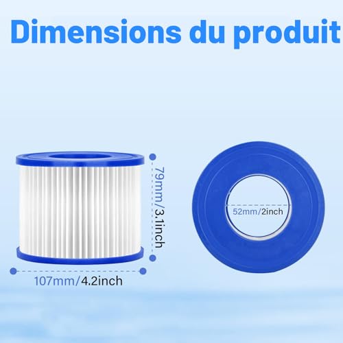 Thumbnail 1 de Sosayet Filtre Spa Type VI – Lot de 6 cartouches compatibles Bestway 58323 et Lay-Z-Spa (Miami, Monaco, Vegas)