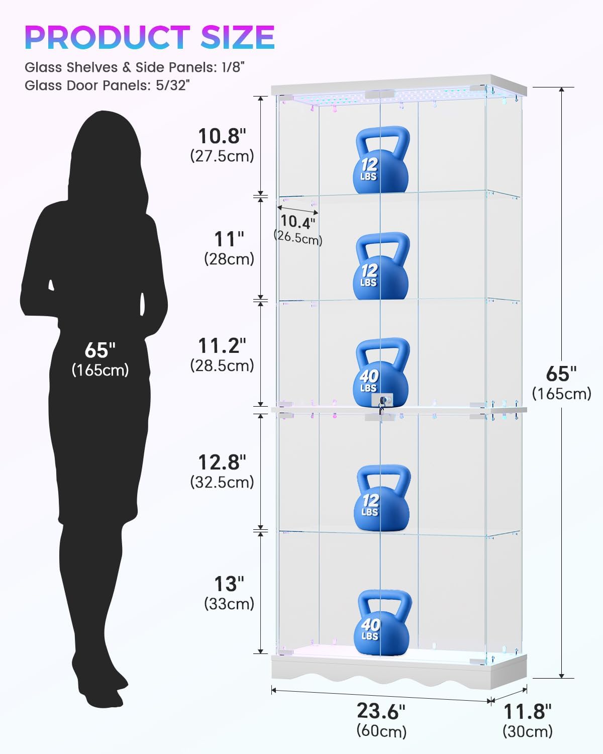 Thumbnail 1 de Dystler Glass Display Cabinet 65 Inch
