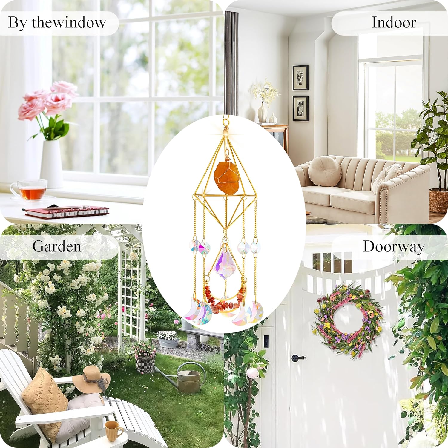 Detalle de AWARDSEN Garden Sun Catchers Carnelian Natural Rainbow Prism
