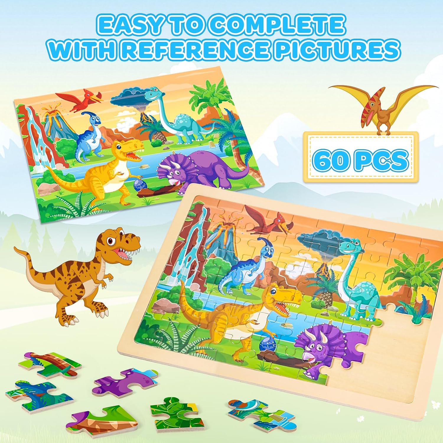 Thumbnail 4 de LACCHOUFEE 6-Pack Wooden Vehicle Puzzles ⚙