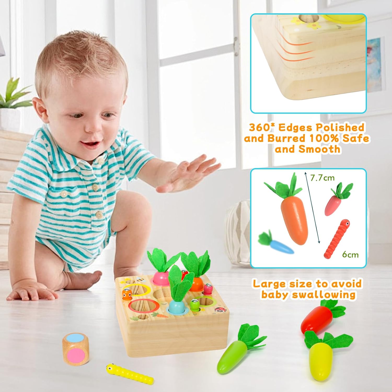 Detalle de Montessori Wooden Carrots Magnetic Toy 12 months