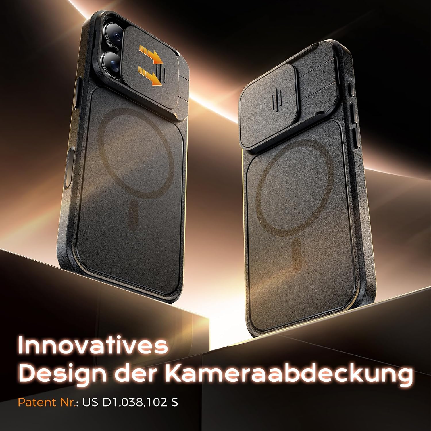 Detalle de TOCOL Hülle für iPhone 16 Pro mitMagSafe, Ständer und verschiebbarem Kameraschutz – Schwarz