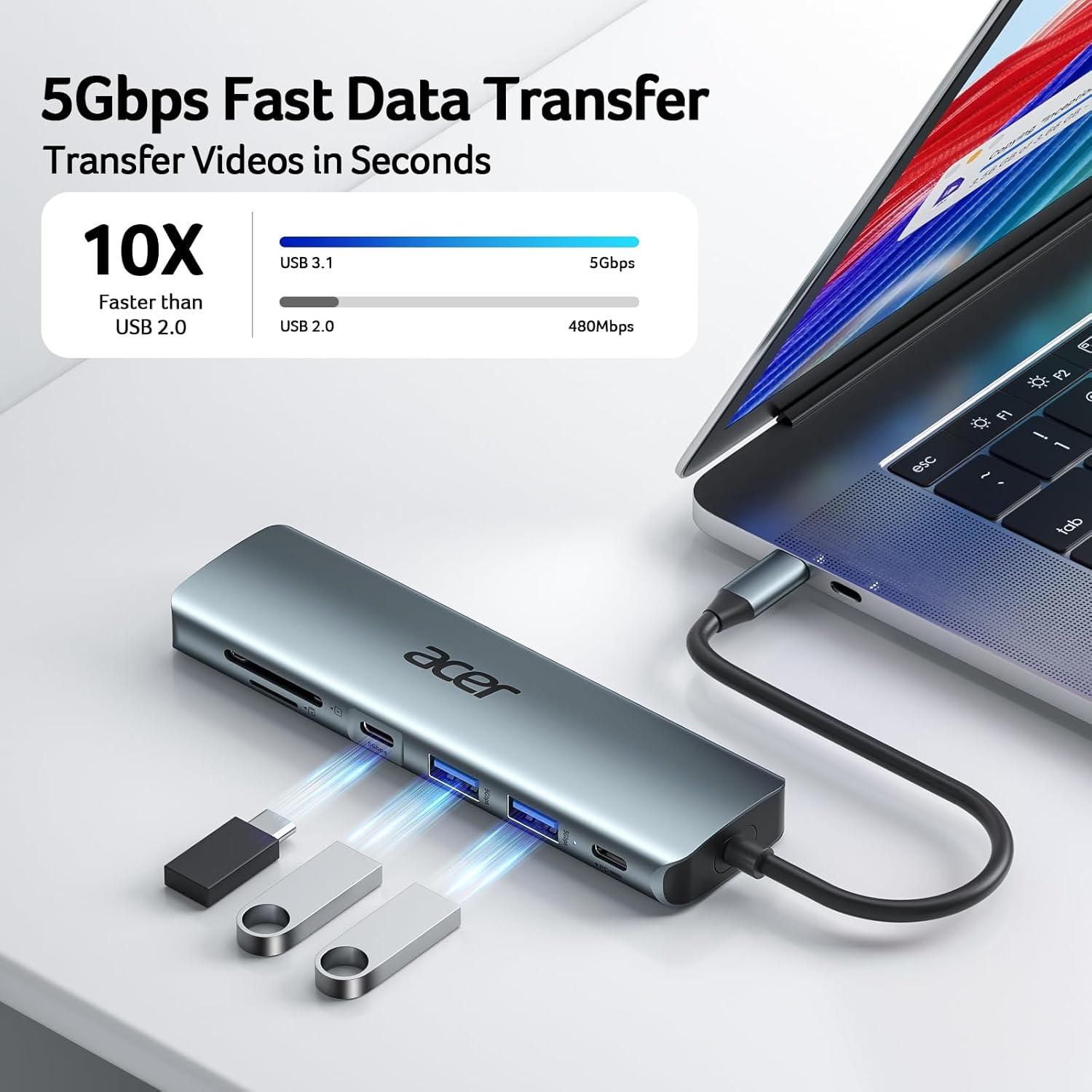 Detalle 2 de Acer Hub USB‑C adaptateur HDMI 4K avec PD 100W 🔌