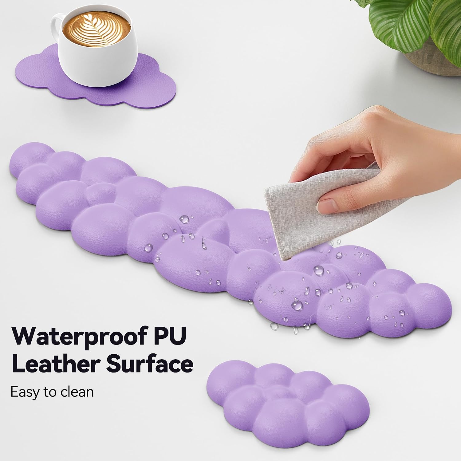 Detalle 1 de TECKNET Keyboard Wrist Rest Set, PU Leather