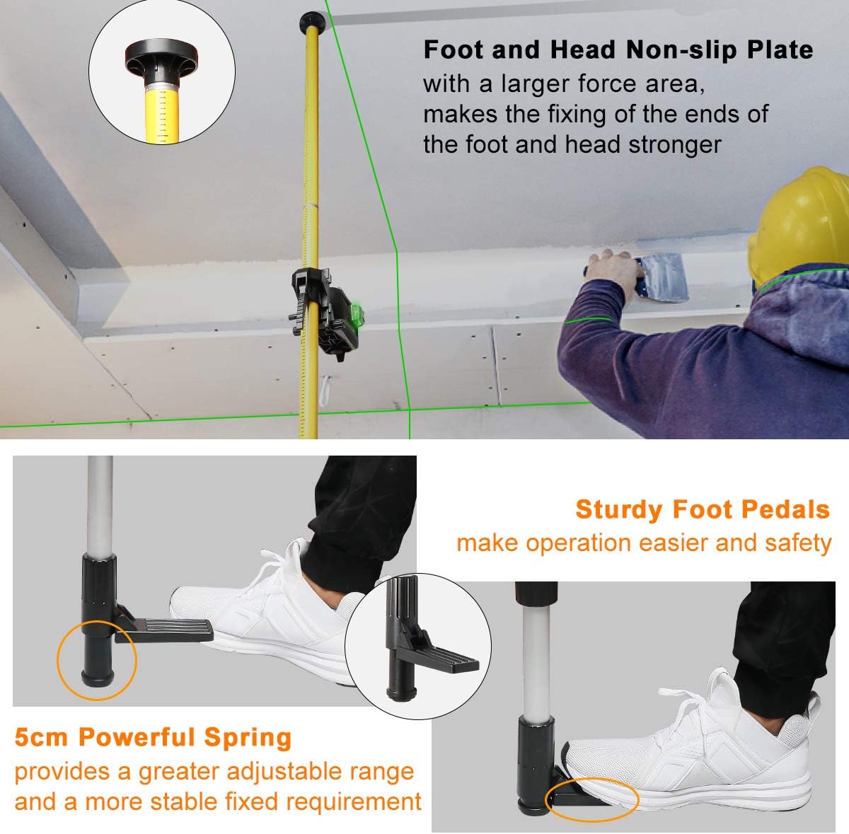 Detalle de Huepar LP36 laser mounting pole 3.7m