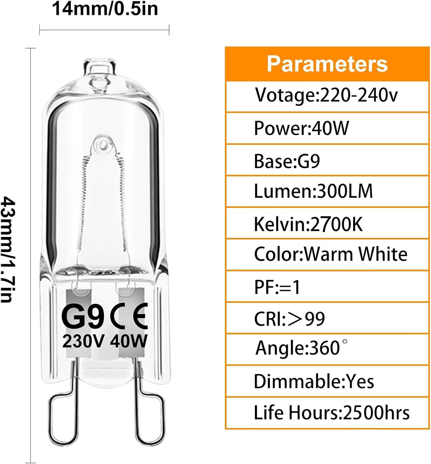 Thumbnail 1 de G9 Halogen bulbs 40W 2700K, 12 pack