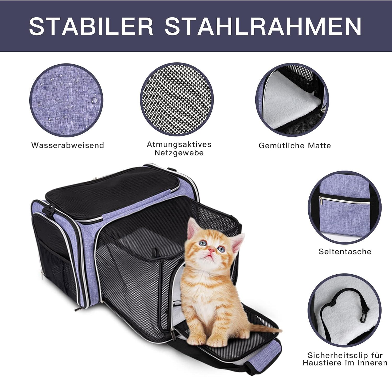 Thumbnail 2 de BAGLHER Airline Approved Cat Carrier Bag – Soft-Side Expandable Pet Travel Carrier with Fleece Pad