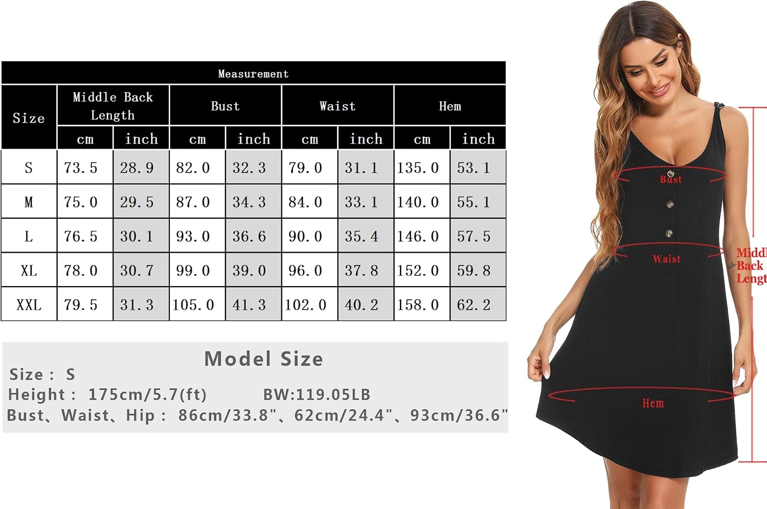 Thumbnail 6 de Aseniza PLAMB00123EU_GR_L damesnachthemd, oversized met V-hals en zakken